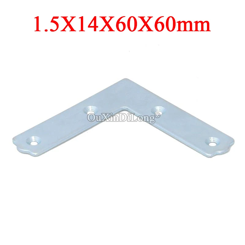 

Brand New 100PCS Metal Flat Corner Braces 60x60x14mm L Shape Photo Frame Fixed Brackets Board Shelf Furniture Splicing Fittings