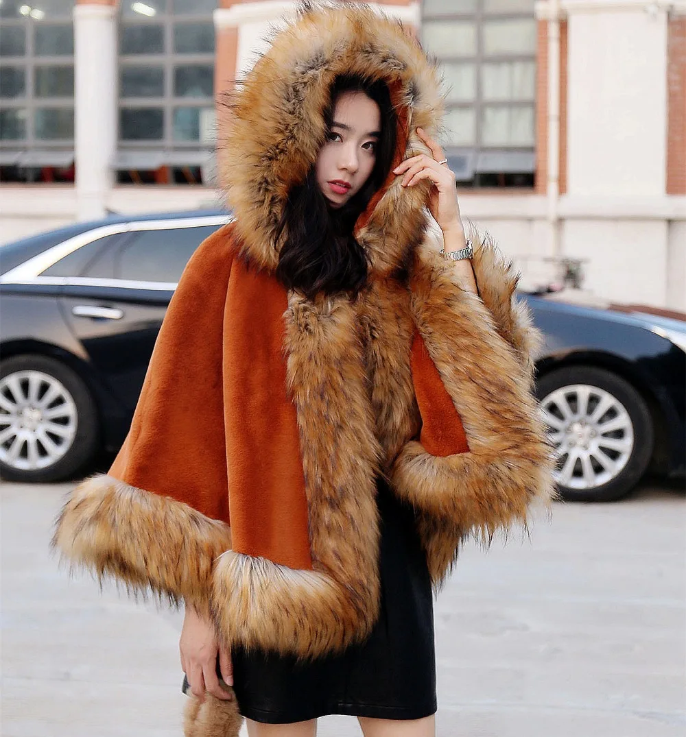 JaneVini New Hooded Short Fur Wrap Women Burgundy Bridal Shawl Faux Fur Bolero Black Party Wedding Coat with Hat Cape Chal Boda