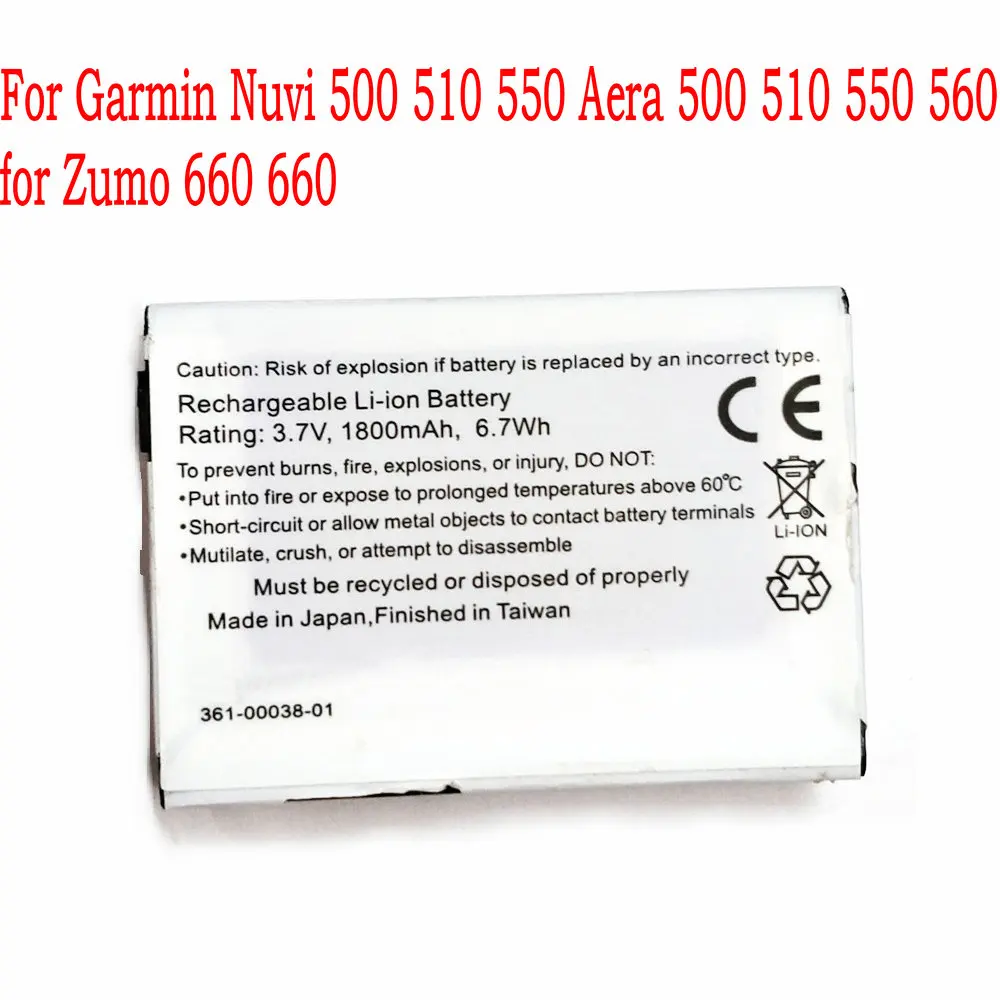 

Used Original 1800mAh 361-00038-01 Battery For Garmin Nuvi 500 510 550 Aera 500 510 550 560 for Zumo 660 660