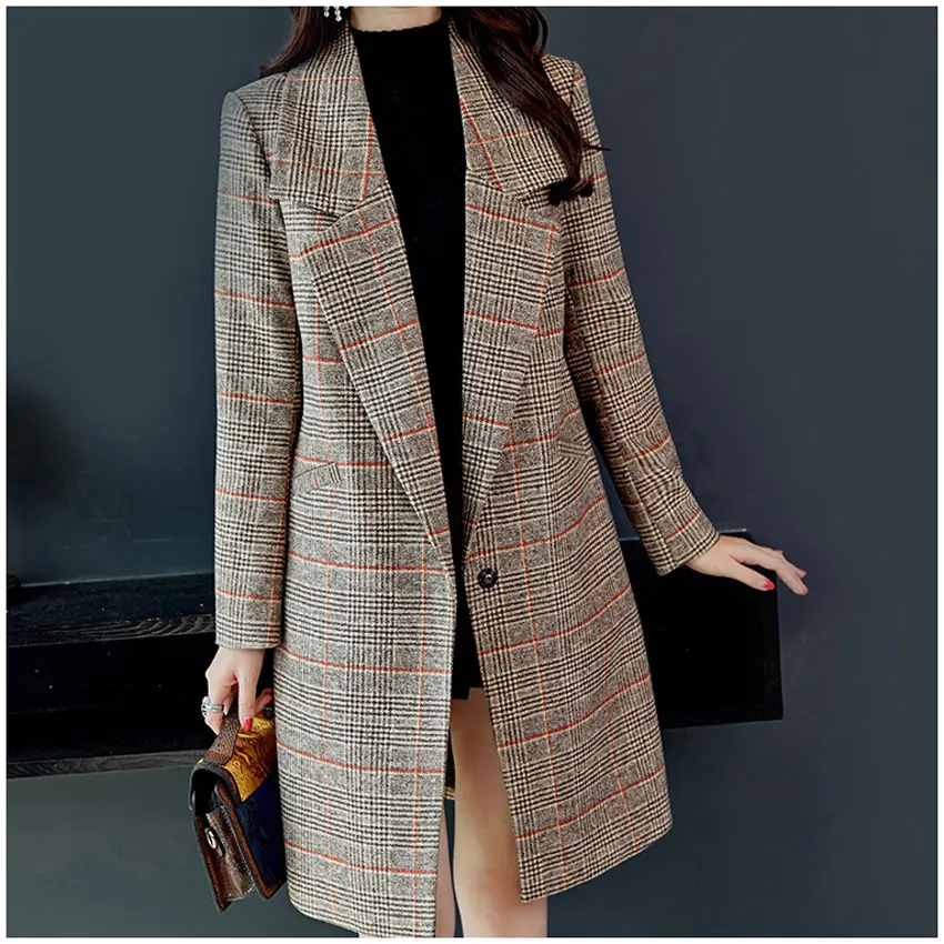 Winter Long Woolen Coat Women 2018 Vintage Turn down