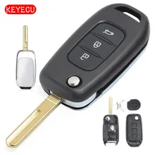 Keyecu Folding Flip Remote Key Shell Case Fob 3 Button for Renault Kadjar Koleos 2017
