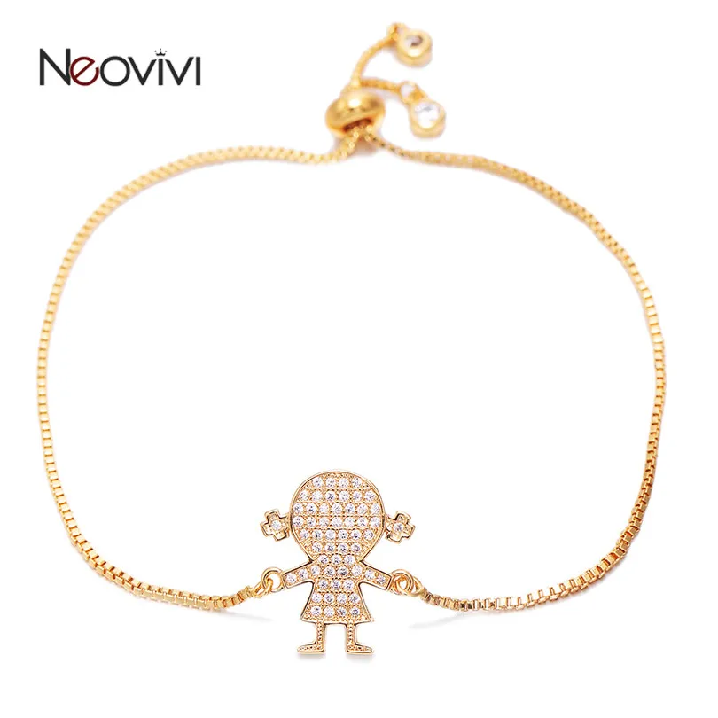 

Neovivi Trendy Adjustable Bracelets with Micro Pave CZ Girl Boy Charm DIY Chain Bracelet for Men Women Jewelry Lover Friend Gift