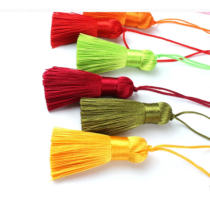 Description Picture 5 of item5pcs/lot 5cm Tassels Hanging Rope Fat Silk Tassels Fringe Sewing Bang Tassel Trim Key Tassels DIY Embellish Curtain Accessories