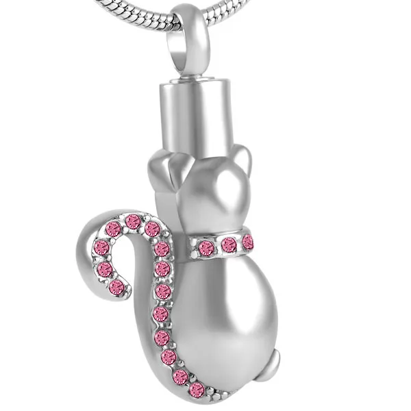 8565 Shining Crystal Cat Cremation Pendant Necklace Women Charm Personalized Pet Keepsake Jewelry Ashes Urn | Украшения и