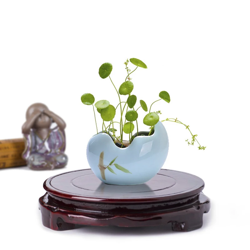 

Imitation Solid Wood Rotate Carving Base Stander Plates Flowerpot Vase Base Stone Craft Temple Teapot Display Holder Stand Bases