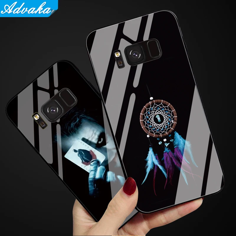 

Advaka For Samsung Note 8 Luxury Tempered Glass Cover For Samsung Galaxy S8 S8 plus Silicone Bumper Shockproof Phone Back Case
