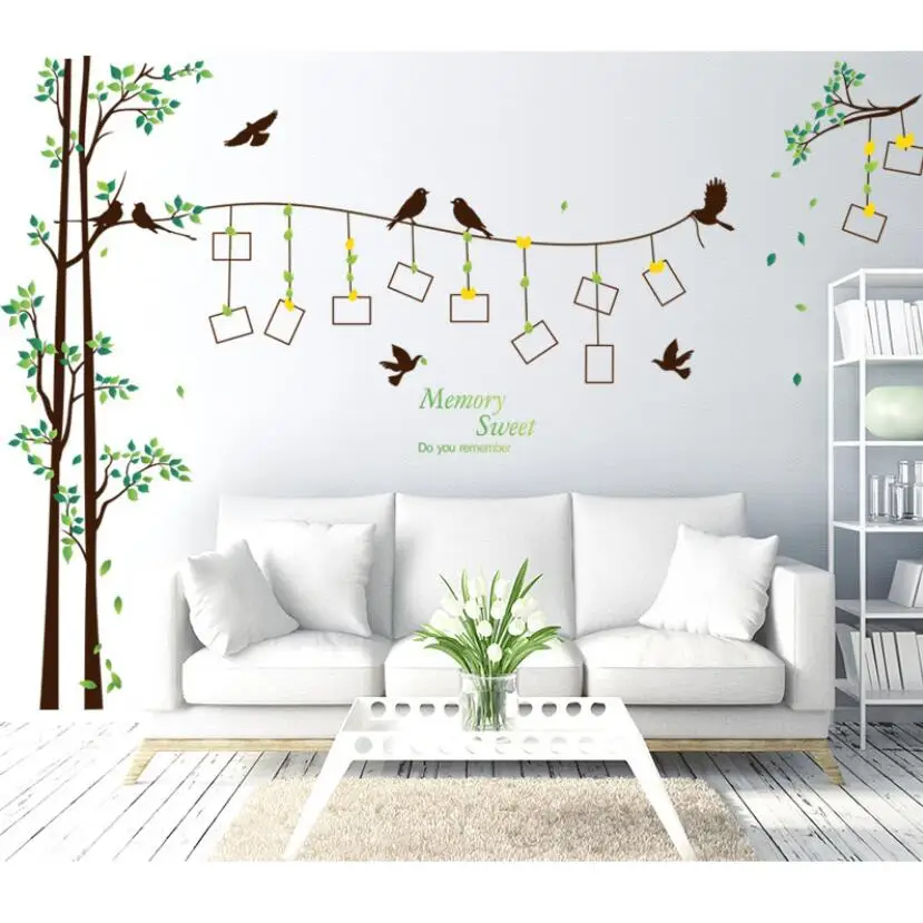 Modern Fresh Green Tree Wall Sticker Creative Photo Frame Trees Wall