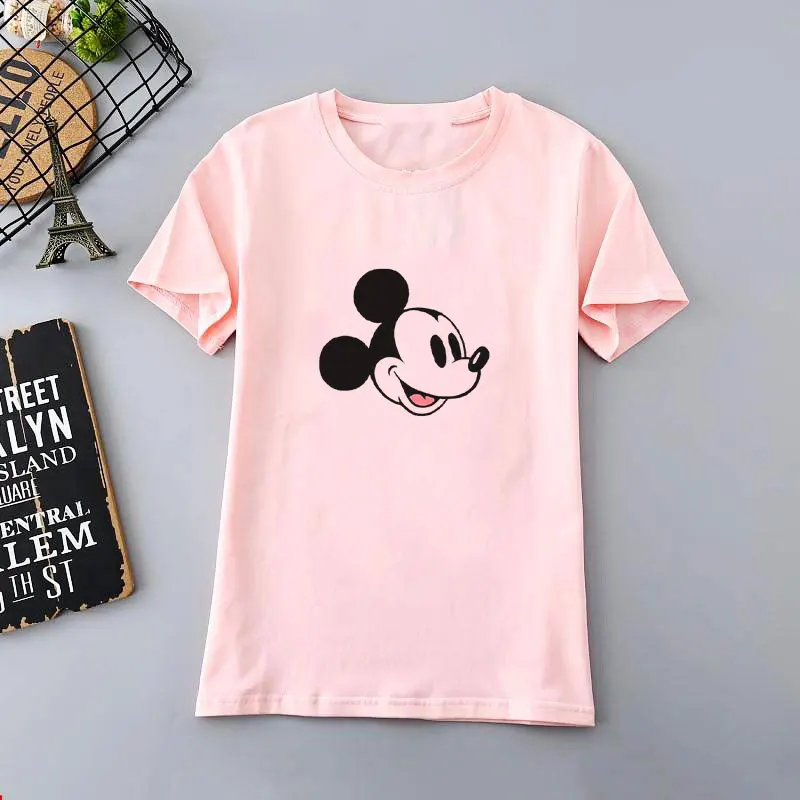 Футболки для женщин Лето Kawaii Vogue мультфильм мышь печать футболка для женщин Streetwea Harajuku повседневные Забавные футболки женские топы - Цвет: 1648-pink