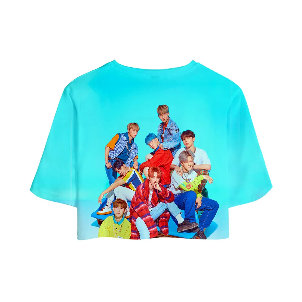 Женский комплект из двух предметов, KPOP ATEEZ, комплект из 2 предметов с 3D принтом, укороченный топ и короткие штаны, спортивный костюм для женщин, комплекты одежды в стиле хип-хоп