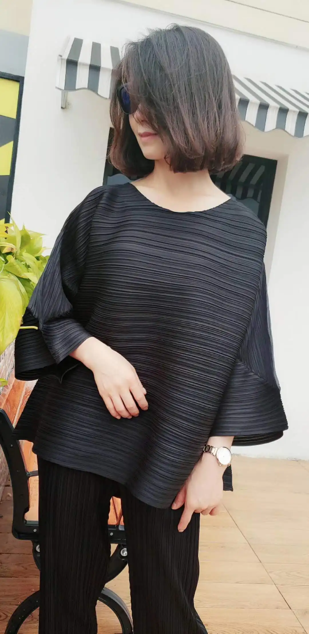 109A68 Summer Miyake Folds Women's Tops European