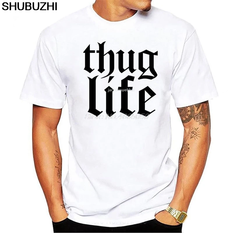 

Free shipping Men TShirt Boy THUG LIFE TUPAC SHAKUR SAKUR 2PAC Printing Tees Shirts Short Sleeve cotton Casual T-Shirt