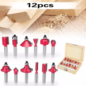 

2019 hot new products 12Pcs 1/4Inch Shank Milling Cutter Machine Set Router Bits For Wood Cutter Accessories tool Home Household