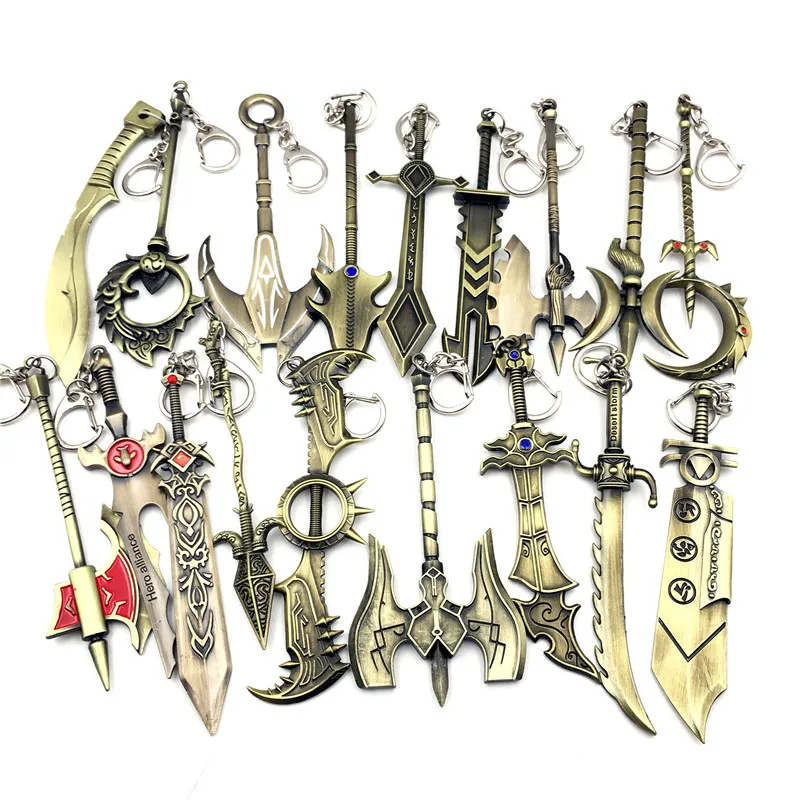 

Hot Hero alliance keychain Man LOL weapons model key chain LOL game accessories keyring for man and woman funs