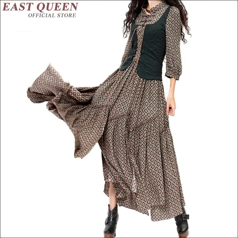 2018 Mode vrouwen Maxi jurk lange Casual Zomer Strand Chiffon Party Jurken print Chiffon jurk lange mouwen KK1107 2018 Mode vrouwen Maxi jurk lange Casual Zomer Strand Chiffon Party Jurken print Chiffon jurk lange mouwen KK1107