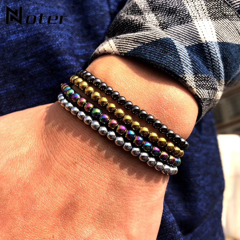 

New Fashion 4mm Copper Beads Bracelet Men Women Minimalist Strand Braslet Yoga Meditation Jewelry Accessories Erkek Bileklik