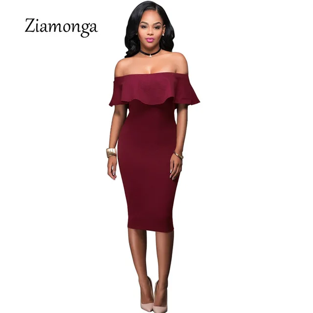 burgundy off the shoulder bodycon dress