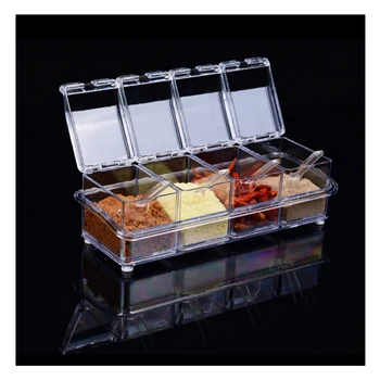 

4pcs Transparent Seasoning Salt Jar Storage Box Kitchen Spice Sugar Storage Box