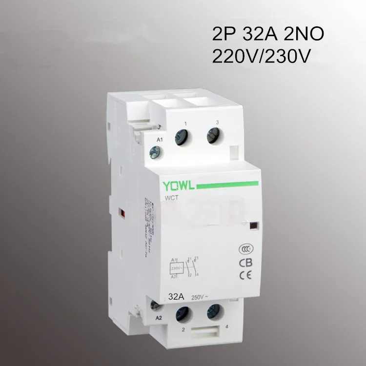 

2P 32A 220V 50/60HZ Din rail Household ac contactor CT1 2NO