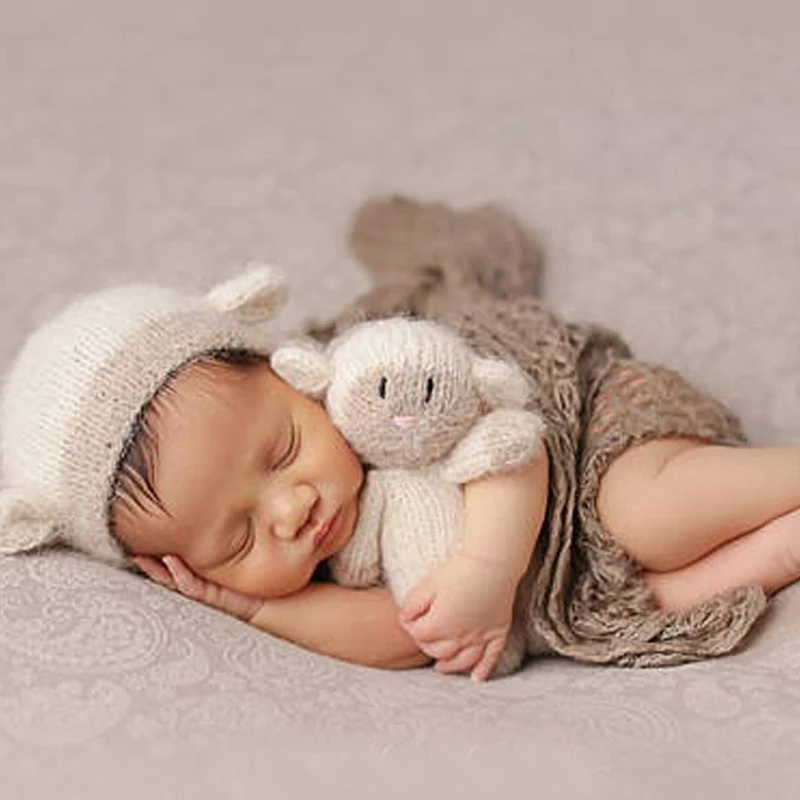 Реквизит для фотосессии новорожденных, милая вязаная шапочка с овечкой и оленем, шапочка для фотосессии, Детский костюм, одежда