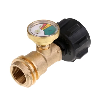 

Propane Tank Gauge Cylinder Gas Grill BBQ RV Pressure Adapter Meter Lever Indicator with Handwheel Brass