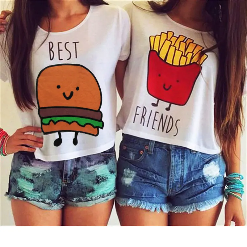 Лидер продаж 2018 хит летняя женская футболка забавная с надписью Best Friends принтом