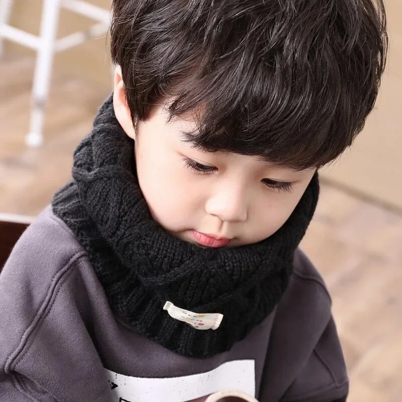 Зимний, весенний, Осенний хлопковый шарф для малышей, детские вязаные шерстяные шарфы для мальчиков и девочек, детские однотонные шарфы для прогулок