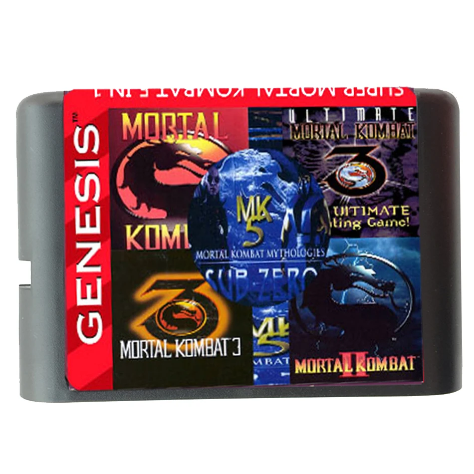 5 в 1 игровой Картридж с mmoral Kombat 1 2 3 4 5 для SEGA GENESIS MegaDrive 16 бит игровой картридж