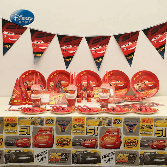 95pcs disney party supplies tableware set cars theme lightning cars disney party