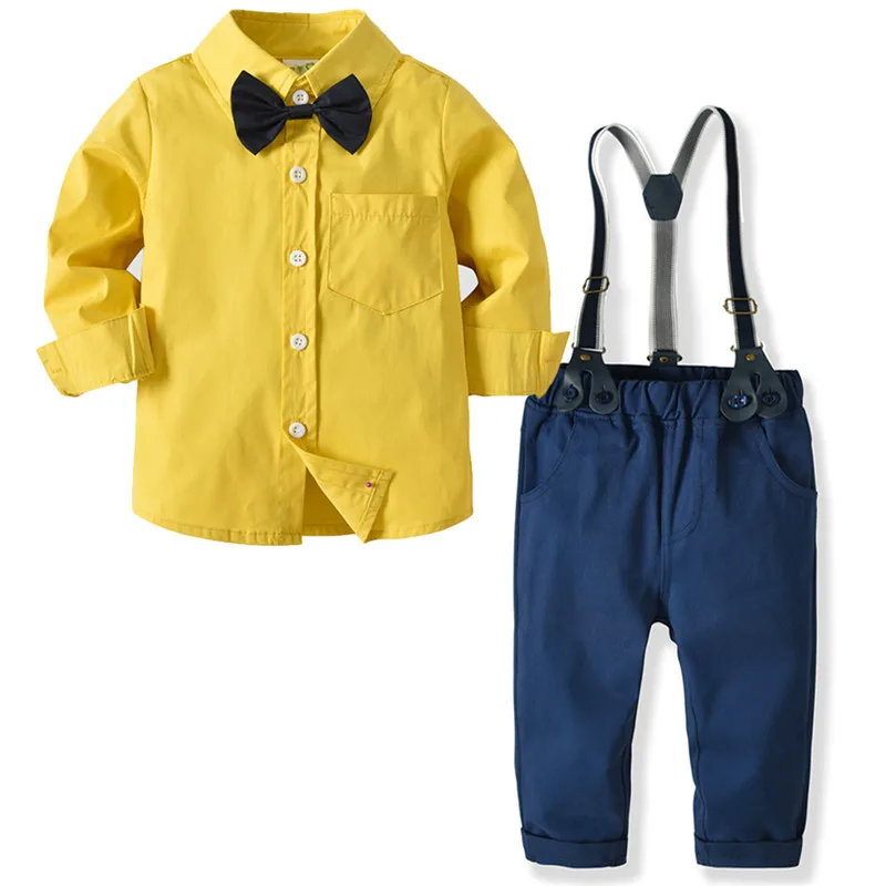 

Kids clothes long sleeve shirt with bow + overall pants boys clothes kid clothes casual clothes for boys