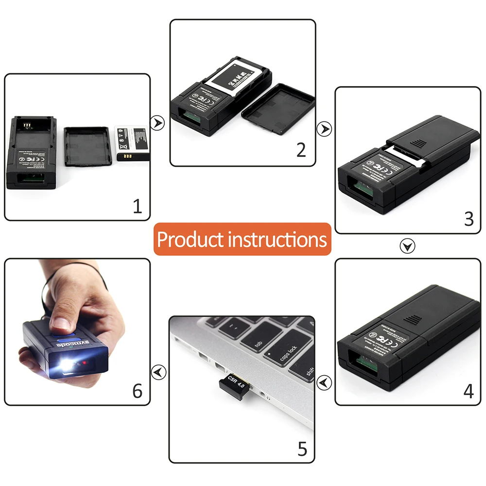 Сканер штрих кодов Symcode 1D 2D Bluetooth беспроводной считыватель USB 2 4 ГГц расстояние