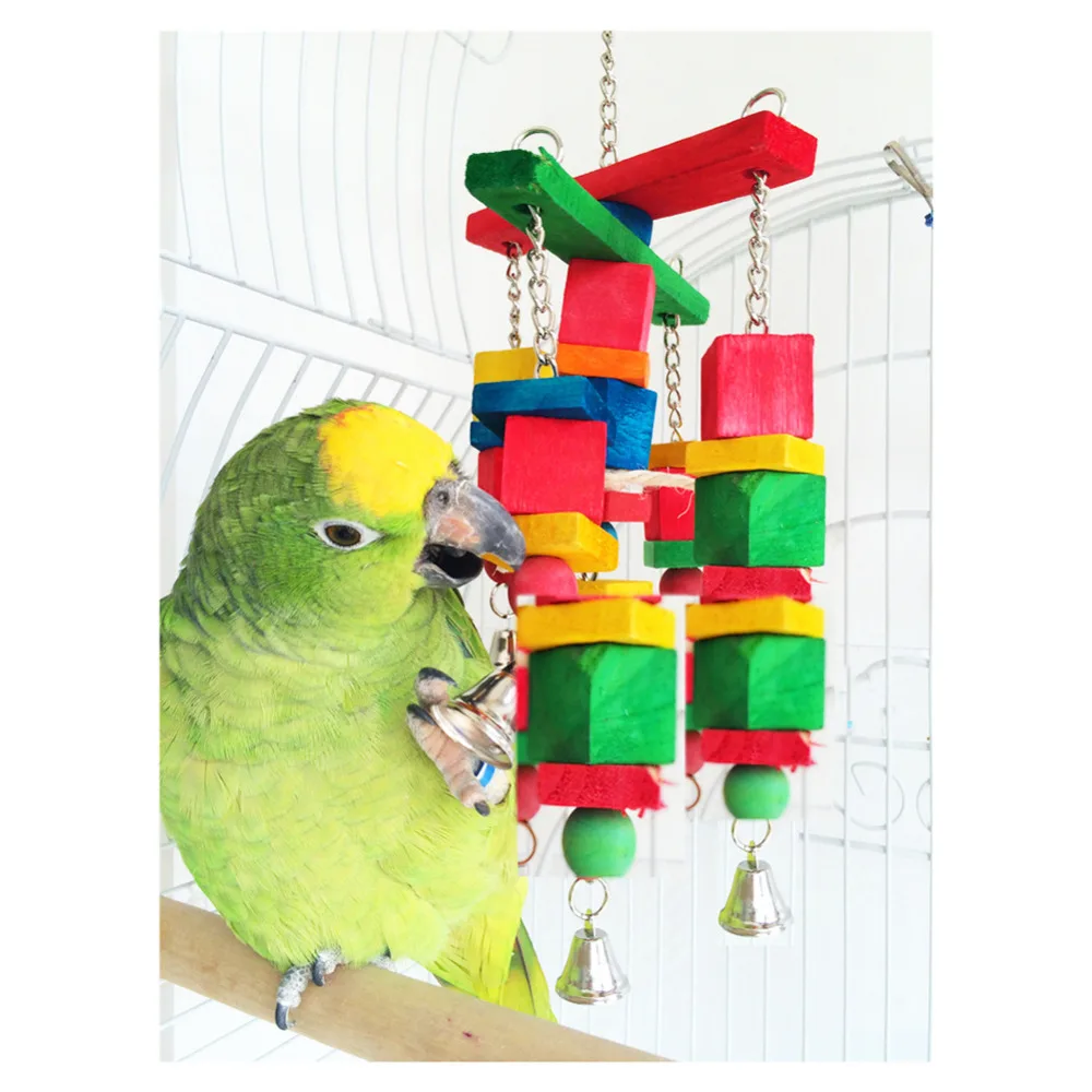 Hot Sale moveable Parrot bird toys swing wood chew rope toys fun with