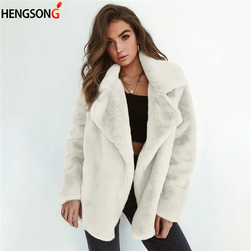 Elegant Faux Fur Coat font b Women b font 2018 Autumn Winter Warm Soft Fur font