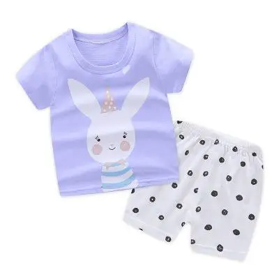 Комплект одежды для малышей из 2 предметов; летняя футболка с рисунком+ шорты; одежда для маленьких мальчиков и девочек - Цвет: 6