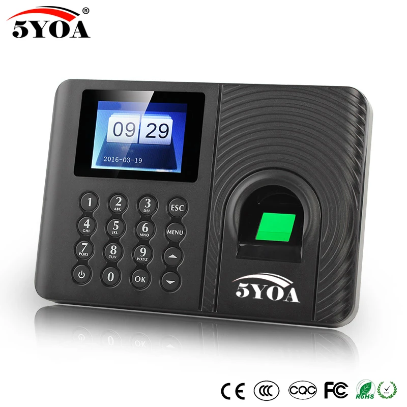 

5YOA A10 Biometric Fingerprint Time Attendance System Clock Recorder Employee Recognition Device Electronic English Machine