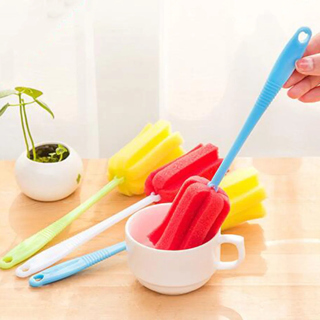 2XKitchen Cleaning Tool Sponge Brush For Wineglass Bottle Coffe Glass Cup M*hu 2XKitchen Cleaning Tool Sponge Brush For Wineglass Bottle Coffe Glass Cup M*hu