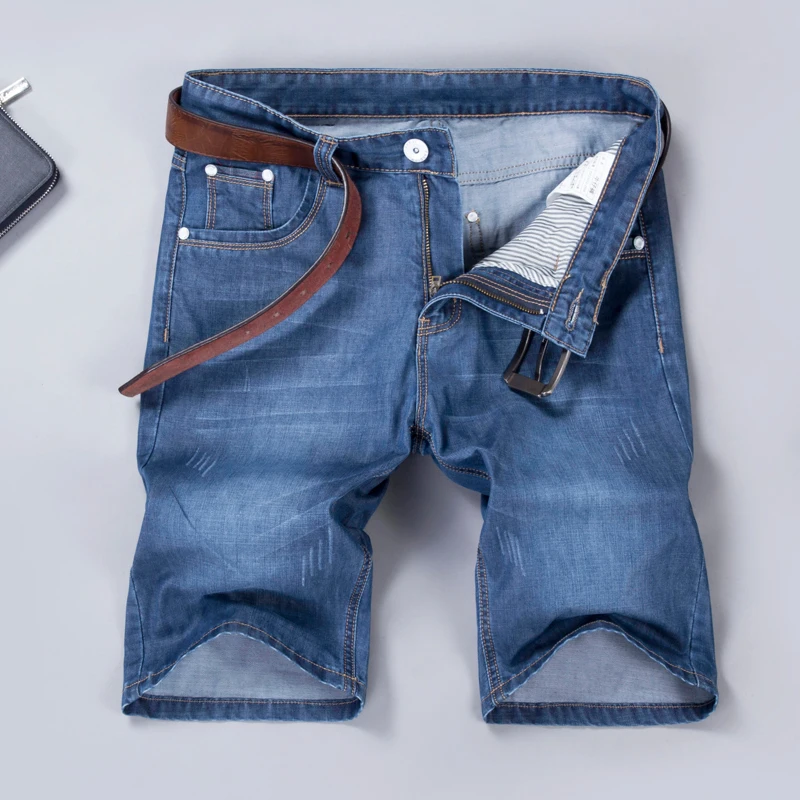 

New Men's Denim Shorts Good Quality Short Jeans Men Cotton Solid Straight Short Jeans Male Blue Casual Short Jeans Size 28-38#