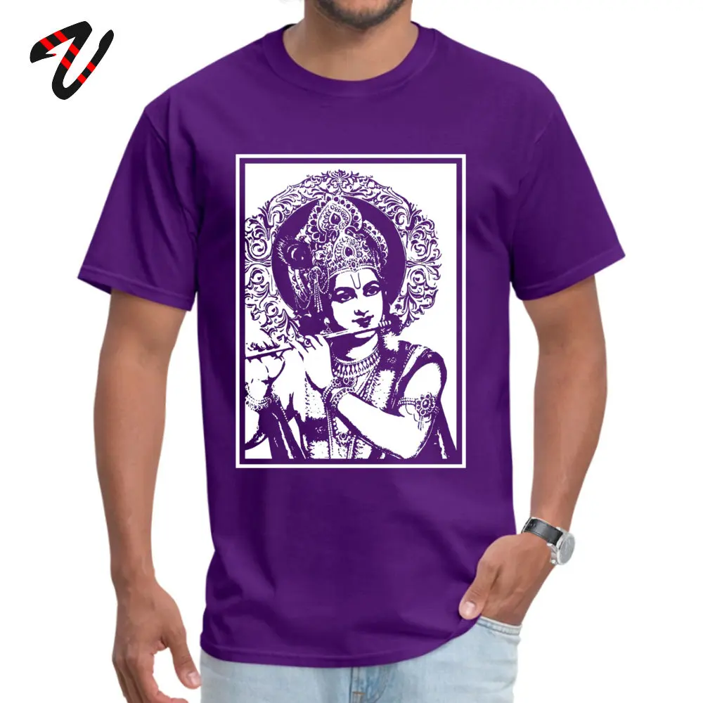 LORD KRISHNA Pure Cotton Party Tops & Tees Prevalent Short Sleeve Men T Shirts Printing Labor Day Tops Tees O Neck LORD KRISHNA -9996 purple