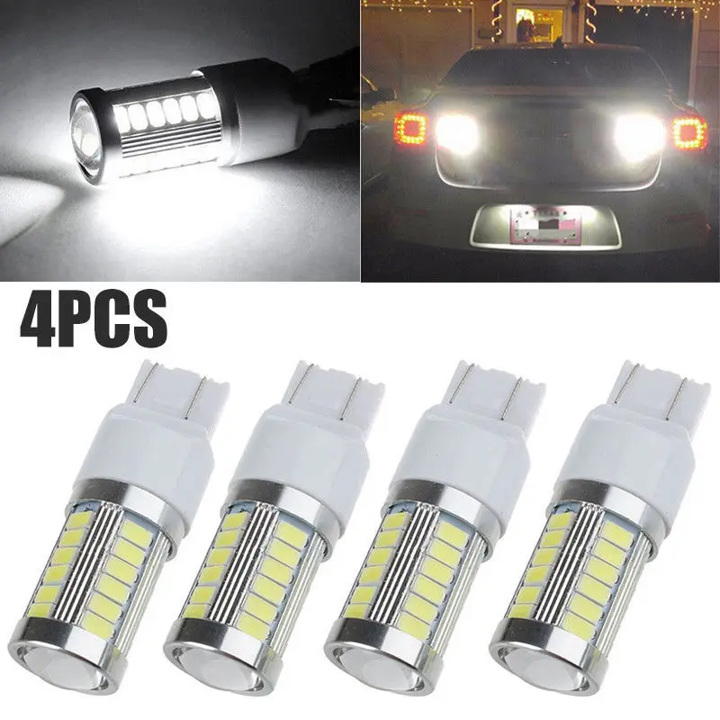 

4Pcs T20 LED W21/5W 7443 7440 Car Reverse Lights Brake Lamp 33SMD 5630 White 12V 24V 9W Backup Rear Tail Lamps Turn Signal