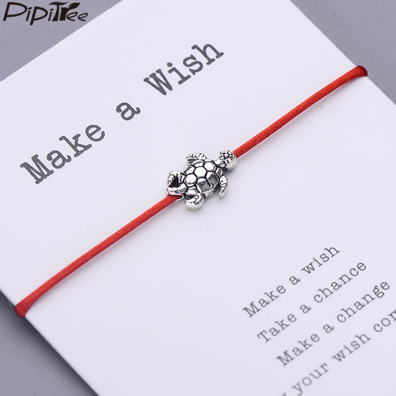 

Pipitree Lucky Sea Turtle Tortoise Charm Bracelet Wristband Red String Wish Bracelets for Women Children Gift Pulseras Jewelry