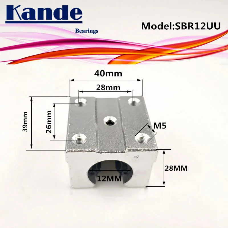 Kande подшипники 4 шт. SBR12UU SBR12 UU SBR12 открытый подшипник блок с ЧПУ Запчасти направляющие для 12 мм линейная направляющая SBR12 12 мм SME12UU SME SBR