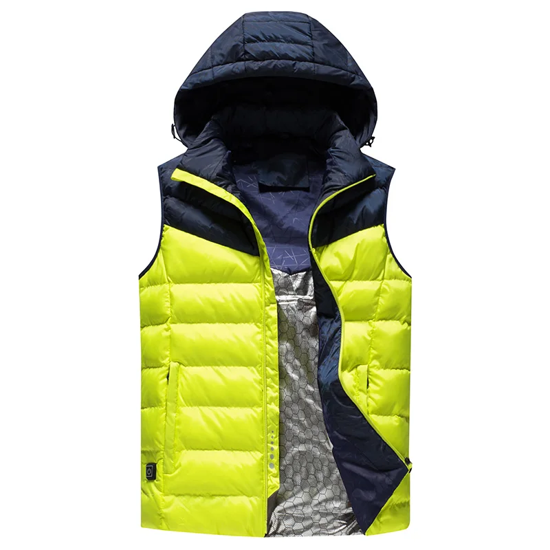 UNCO& BOROR, новинка, Мужская зимняя верхняя одежда, USB, инфракрасный, умный, нагревательный жилет, куртка, электрический, тепловой, теплый жилет, внутри пальто, размер M~ 5XL - Цвет: green