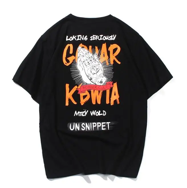 

yizlo summer men t shirt short sleeve loose hip hop t-shirt streetwear Prayer rose casual men tshirts