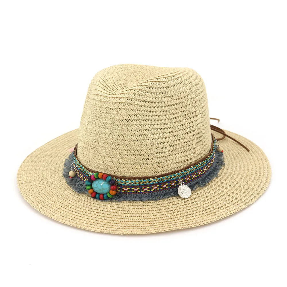Новинка, весенне-летнее, в богемном стиле, женские шапки Jazz cap s с широкими птицами, женская Соломенная винтажная мягкая шляпа, Солнцезащитная пляжная кепка Gorros