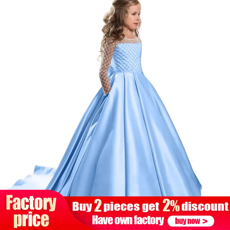 

Flower Girls Dresses Children's Party Clothing Child Elegant Evening Prom Ball Gown Long Costume Pageant Vestido Comunion