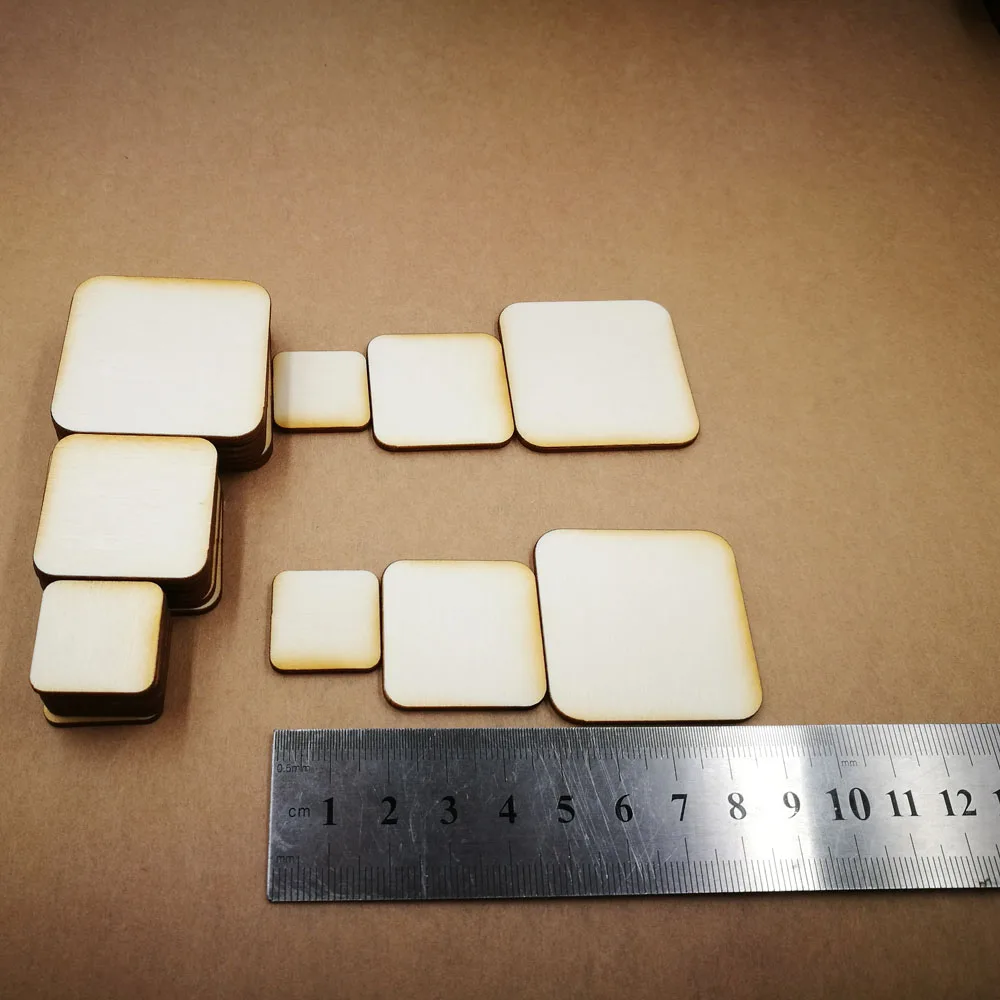 (100pcslot)Blank Unfinished Square Wooden Stud Earrings Round Corners Crafts Laser Cut,Customized wedding Square wooden 2