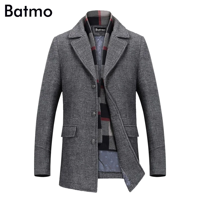 Batmo Новое поступление зимнее шерстяное повседневное серое пальто для мужчин, мужское зимнее теплое пальто, зимние куртки для мужчин 823