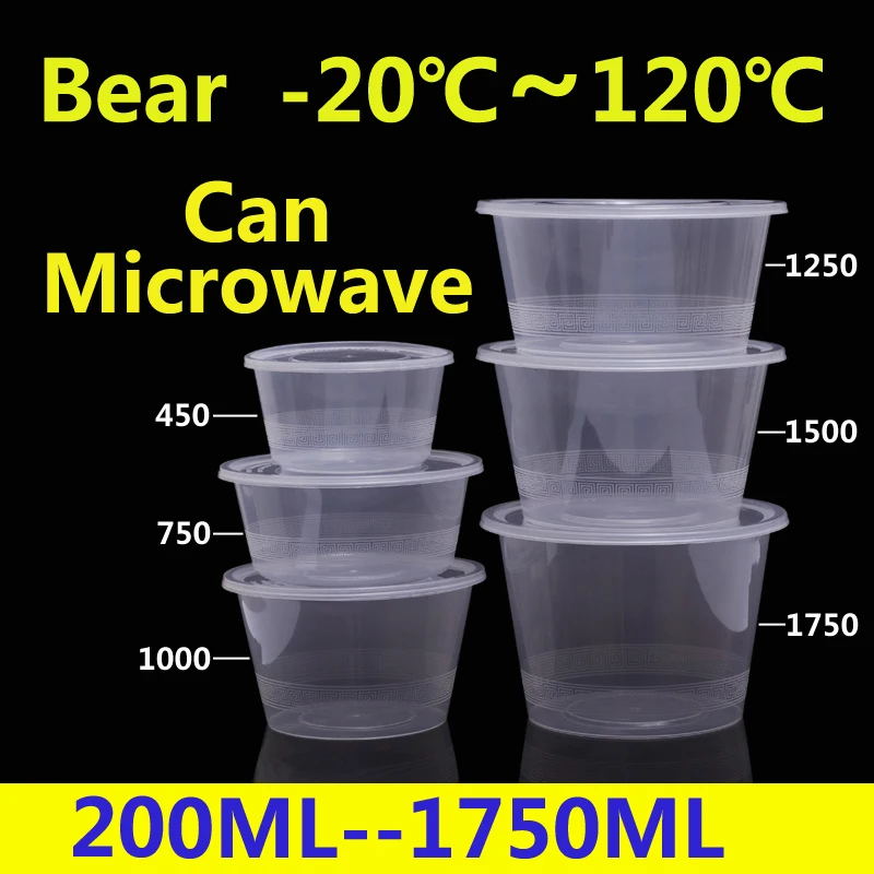

50set 200-1750ml clear plastic cake packaging boxes, transparent salad cup fruit food container dishes plate container