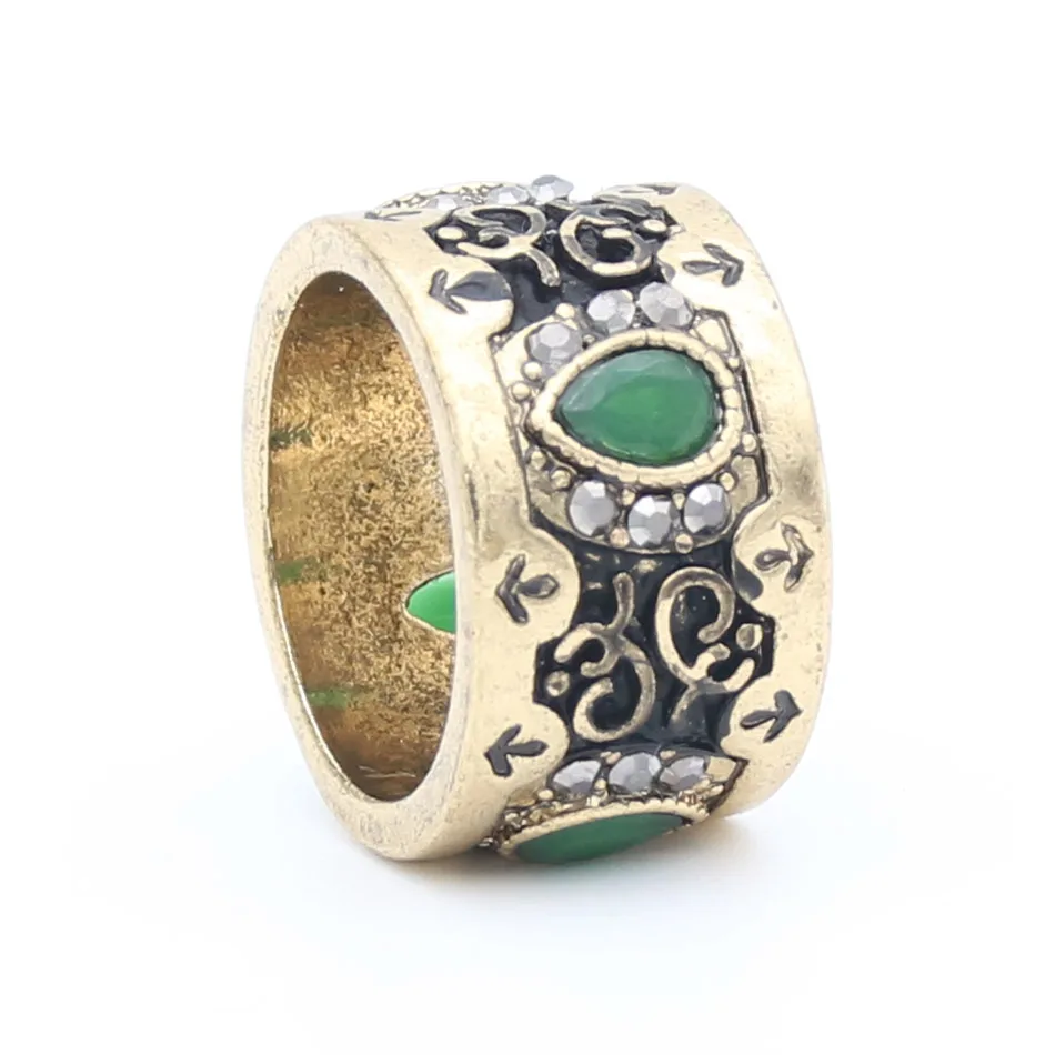 

Vintage Women Flower Ring Antique Gold Color Water Drop Resin Broadside Rings Stage Royal Jewelry Arabesque Bridal Finger Ring