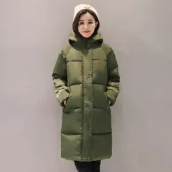 2018 новая брендовая зимняя женская теплая куртка пальто корейский женский утягивающий Хлопковый жакет с капюшоном Женская Длинная толстая
