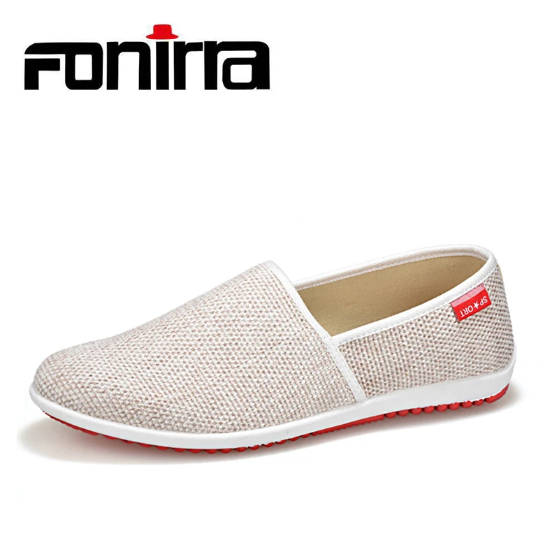FONIRRA Men Casual Shoes 2019 Summer Breathable Hemp Men Shoes Concise Soft Casual Flat Fashion Men's Loafers Shoes 184